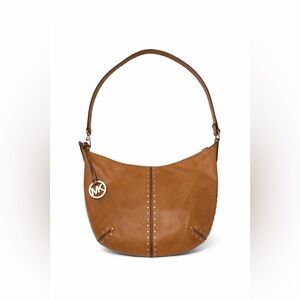 Michael Kors Cognac Leather Studded Shoulder Hobo